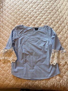 Liz Claiborne Blue and White Gingham Top